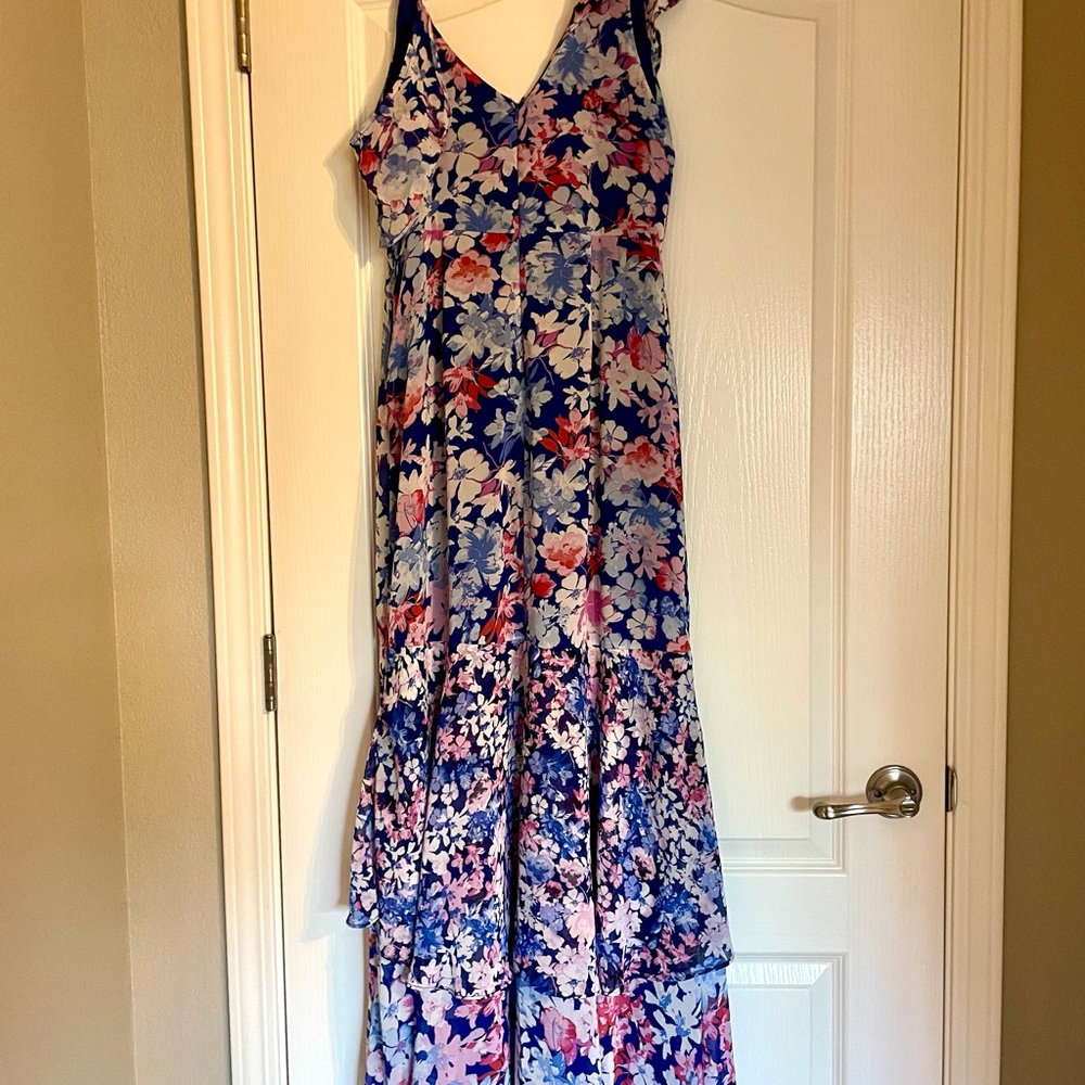 Lulu's Floral Maxi Dress - Blue and Pink